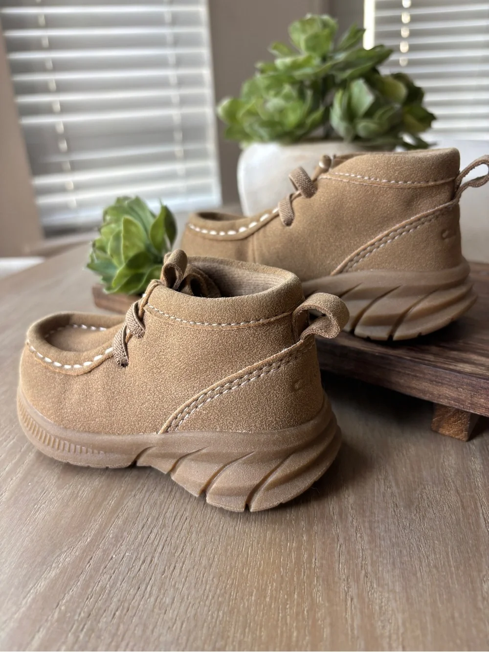 Carter's Tan Kids Moccasin-Style Lace Boots
